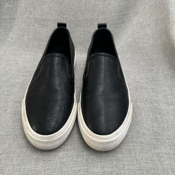 CK Calvin Klein Shoe Valette Women's Skater-Style Slip On Sneaks‎ Black Size 7 - Picture 1 of 7